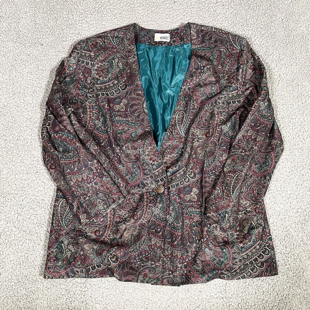 Vintage Inseperables Blazer Coat Sport Jacket Women's Peacock Paisley 90s XL